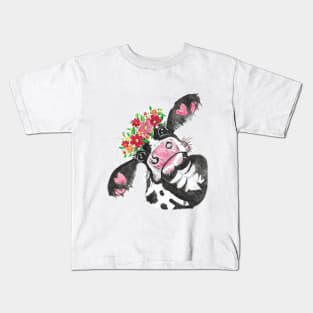 Cow with Flowers Kids T-Shirt